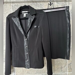 JOSEPH RIBKOFF Ladies Women’s Size 2 Black Jacket & Skirt 2 PC Suit Shin…